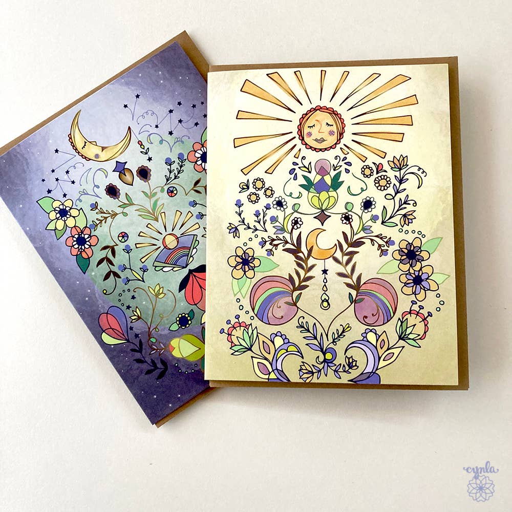 Cynla - Venta al por mayor Tarjetas de cumpleaños - Tarjeta de felicitación Moon Glow, tarjeta de cumpleaños con forma de luna en blanco, mística6
