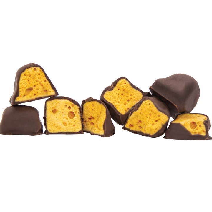 Yummycomb – wholesale Chokladtäckta godisar – 12 x 70% Mörkorange belgisk choklad Honeycomb Pack (40g)8