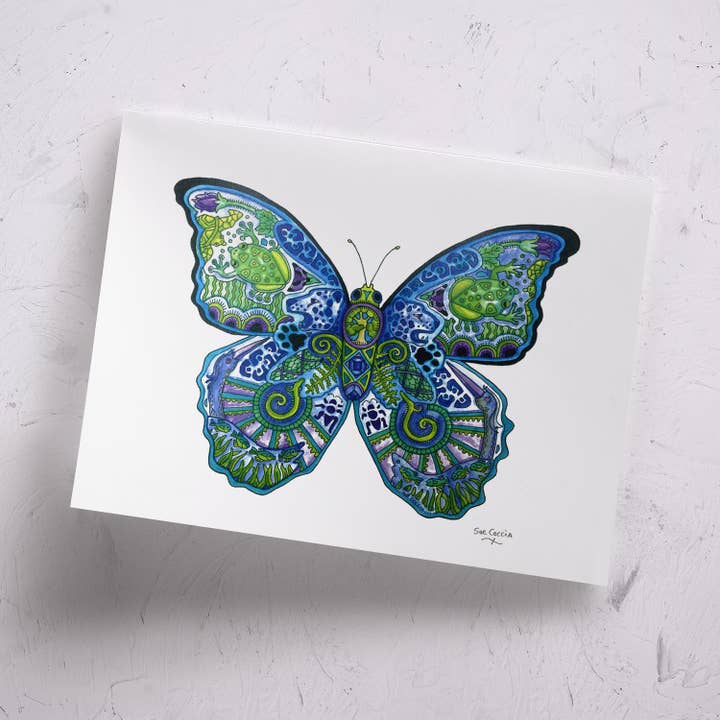Blue Morpho Butterfly Signed Print for wholesale by EarthArt International