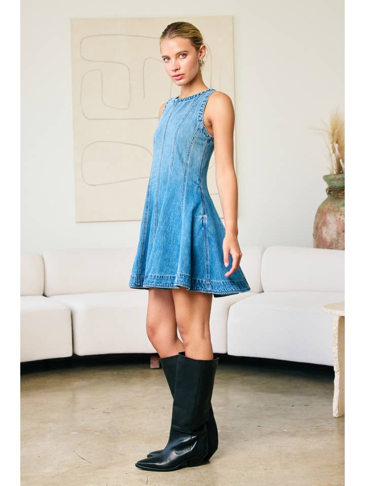 Denim Circle Mini Dress - RD1197 for wholesale on Faire2