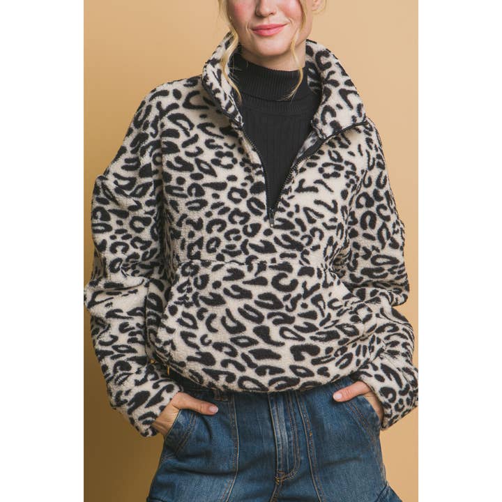 Sherpa Fleece Leopard Jacket for wholesale by Apolline