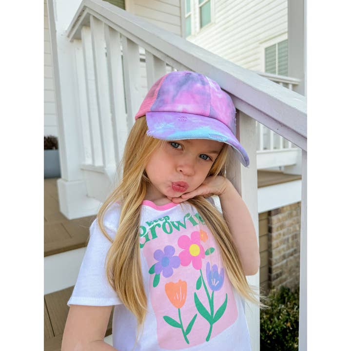 Børne Tie Dye Kryds-Kryds Høj Hestehale CC Kasket KIDSBT791 for engroshandel hos C.C Beanie