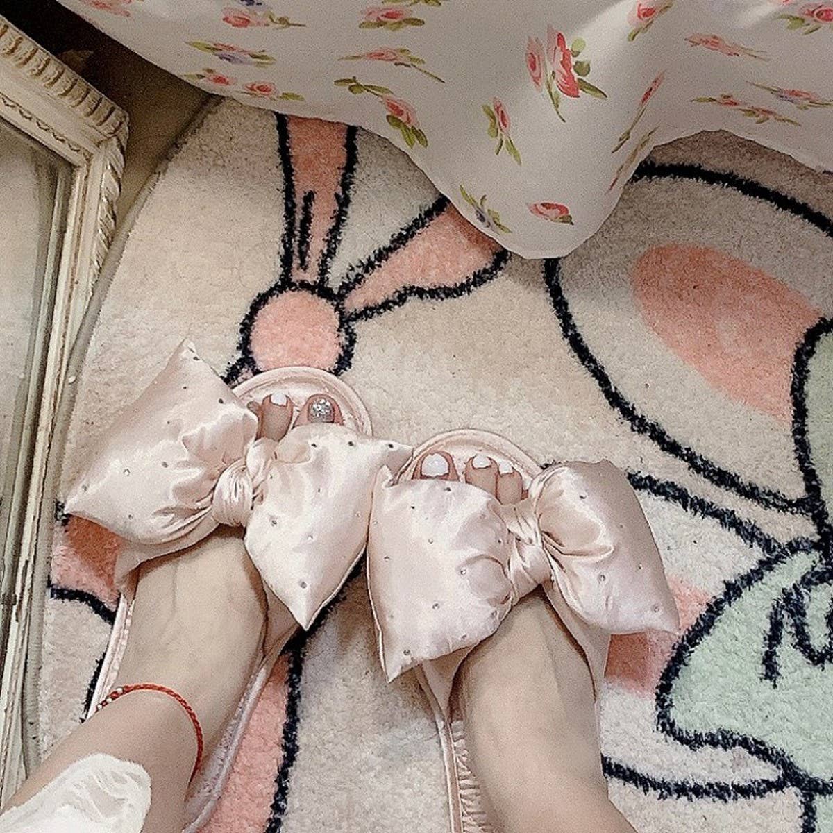 ACCITY - Wholesale Slippers - Women's - NEW STYLE BIG BOW SATIN HOME SLIPPERS FOR WOMEN_CWMM29635