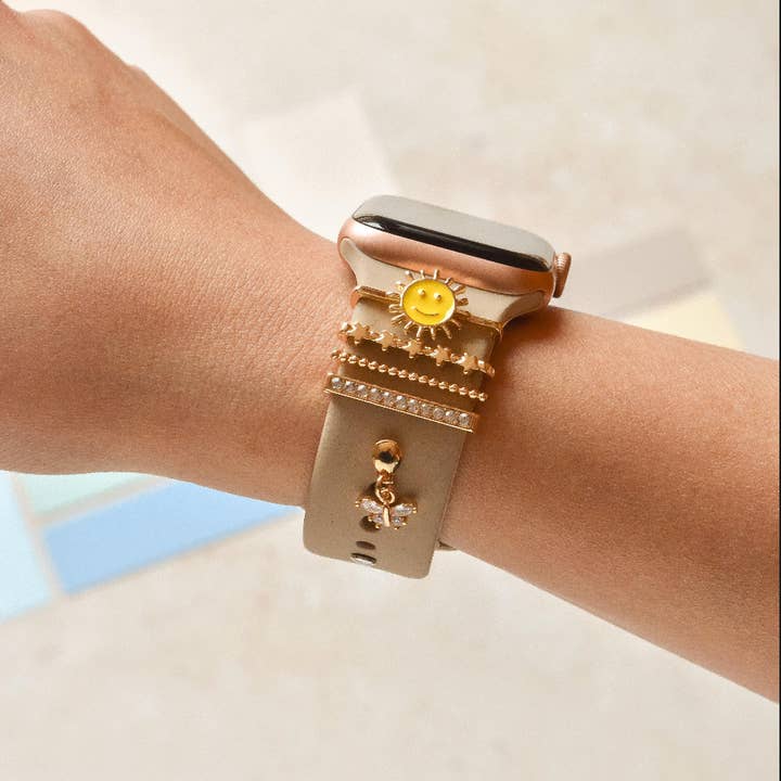Pack de breloques pour bracelets de montre - Gold Smiley Sun pour la vente par Coconut Lane