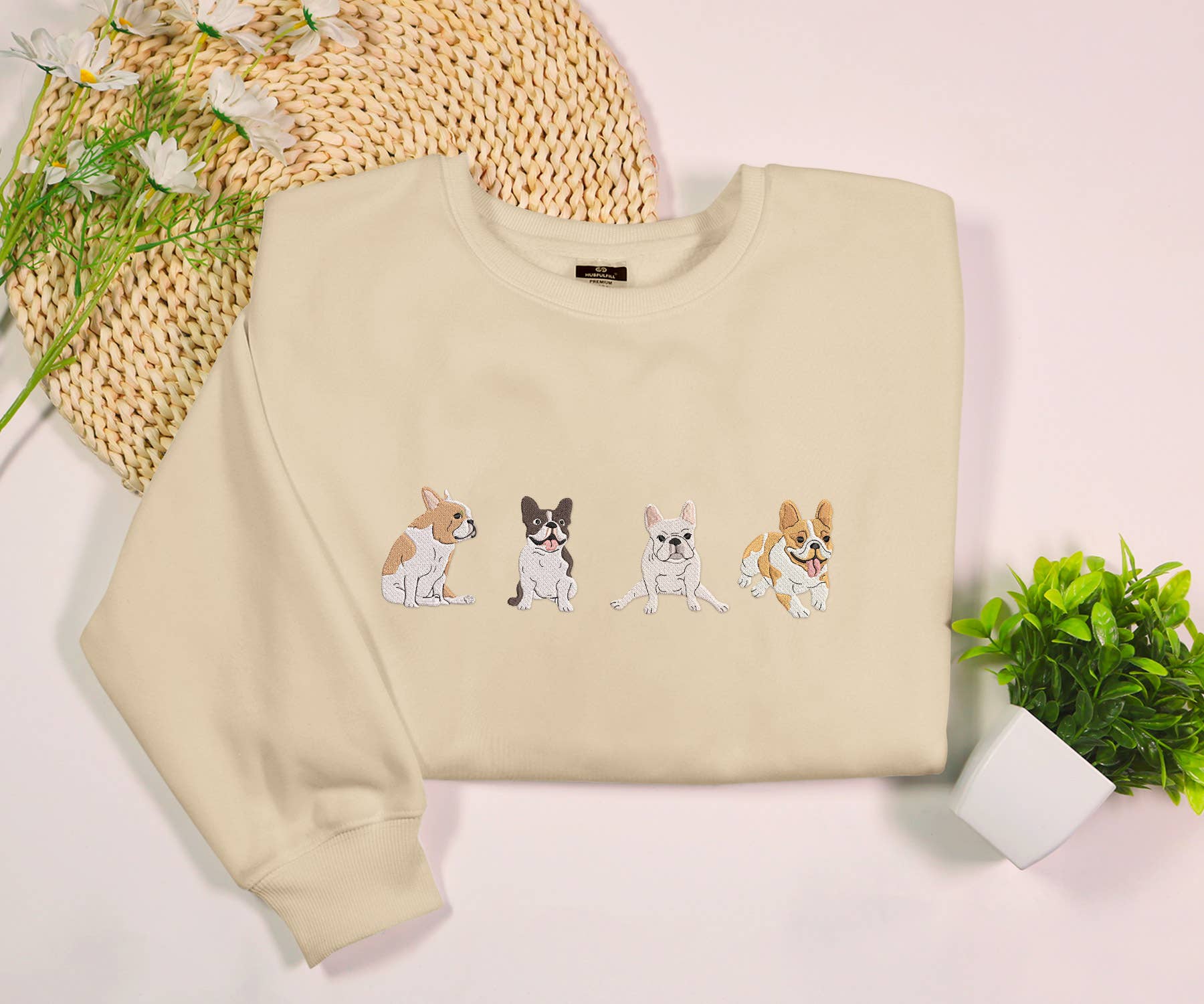 Merchemy - Wholesale Sweatshirt - Women's - French Bulldog Embroidered Sweatshirt Dog Mom Dad Gift Trend1