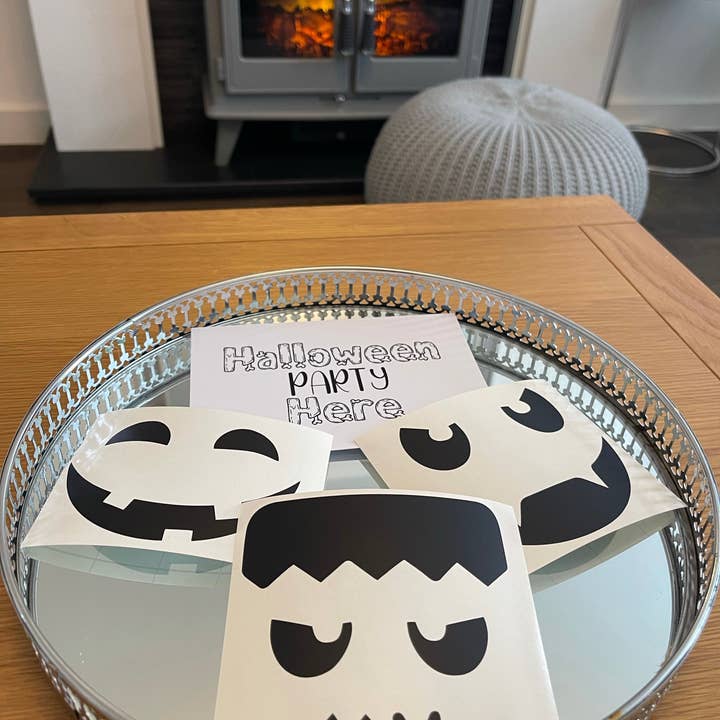 Set van 3 zwarte Halloween-pompoenen Scary Faces Halloween-stickerlabels - SET 2 voor wholesale door WinsterCreations™