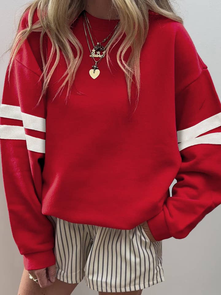 Varsity Stripe Sweatshirt FB for wholesale by Thomas & Co Wholesale