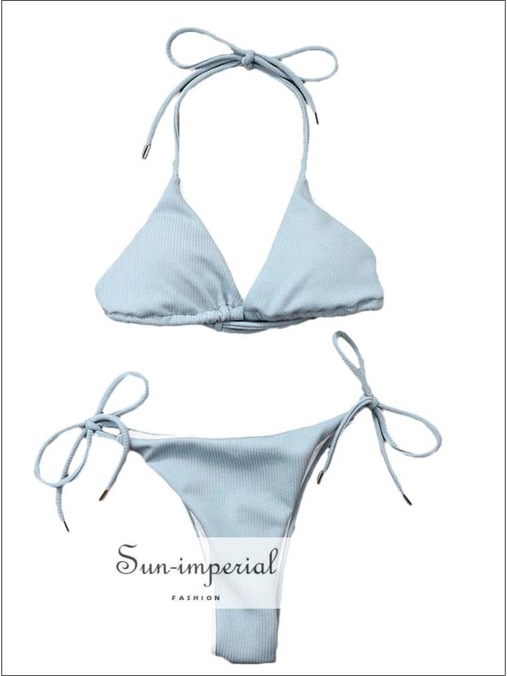 Sun Imperial - Wholesale Two-piece swimsuit – Women’s - Sun-Imperial Mint Green Ribbed Tie Side High Cut Halter2