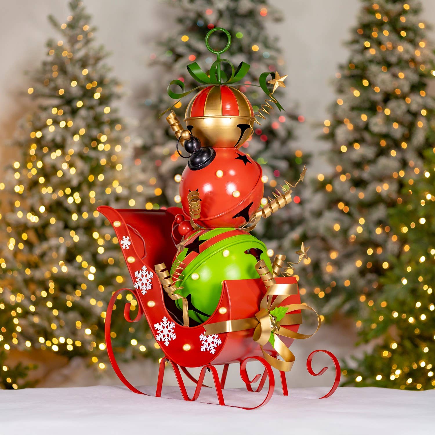 Zaer Ltd. International - Wholesale Christmas Decoration - Tall Iron Christmas Sleigh with Giant Jingle Bells 59,44,30"1
