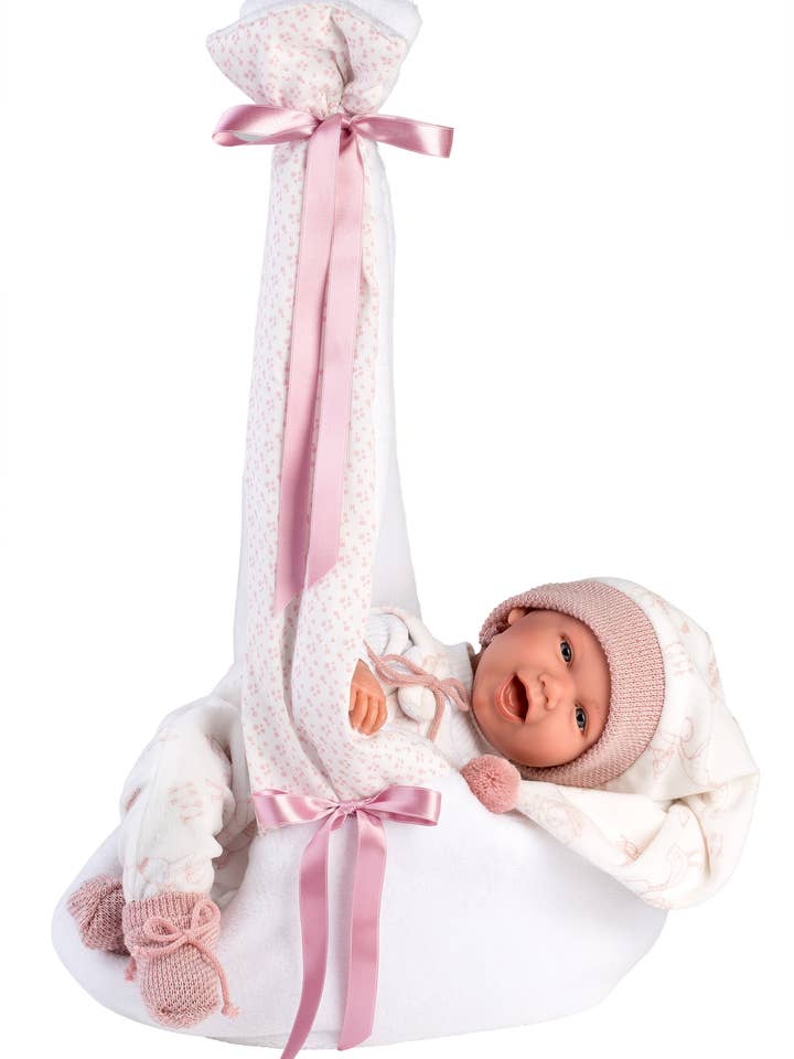 16.5" Articulated Newborn Doll Natalia with Carrycot for wholesale by Llorens