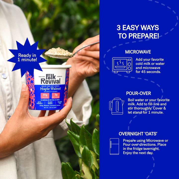 Folk Revival, LLC - Wholesale Breakfast Cereal - Maple Walnut - Keto Instant 'Oatmeal'3