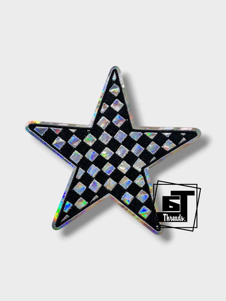 Estrellas Metálicas Ajedrezadas....Solo Parches de Gorra para venta al por mayor de 6j Threads LLC