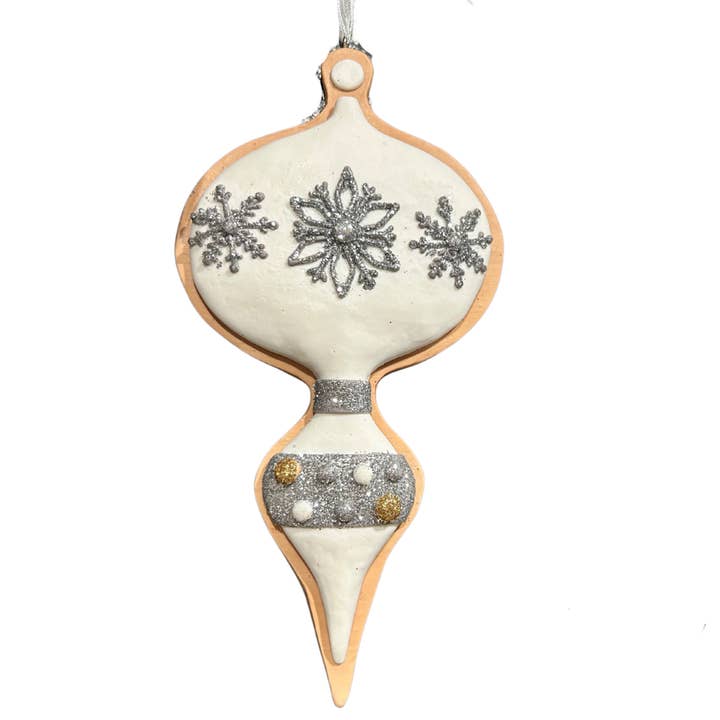 GINGERBREAD WHITE ROYAL FINIAL COOKIE ORNAMENT 6.25" for wholesale by David Christopher's Collection
