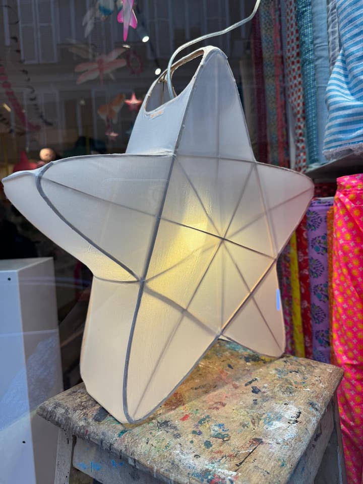 White Star Bamboo Lantern Suspension for wholesale by Petit Pan