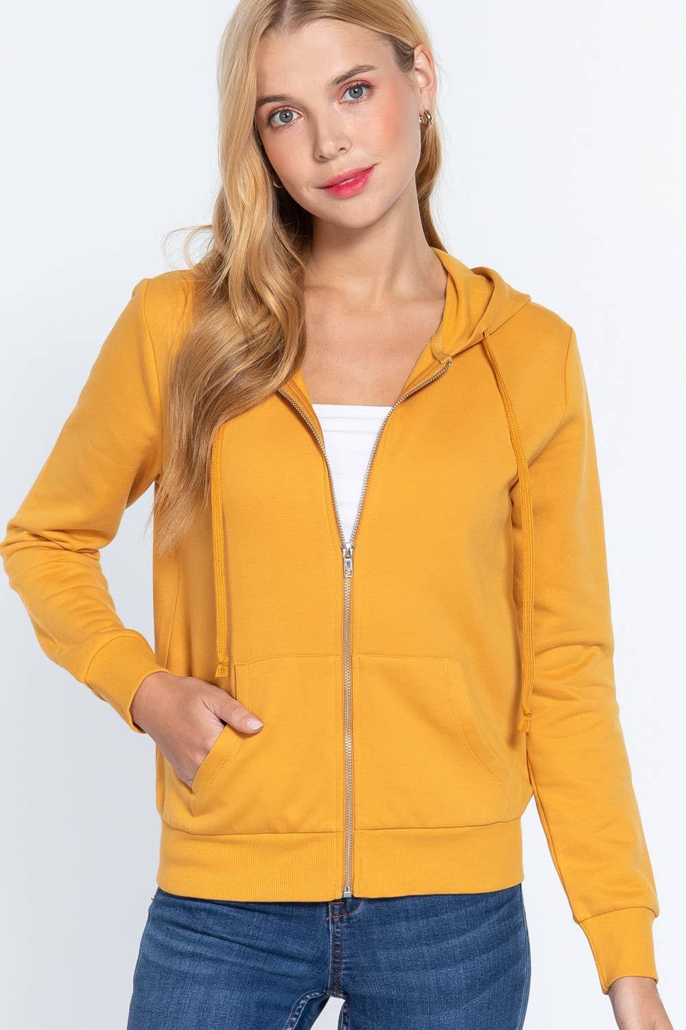 Active Basic | Active USA - Vendita all'ingrosso Felpa con cappuccio - Donna - Felpa con cappuccio e zip in French Terry con interno in pile spazzolato0
