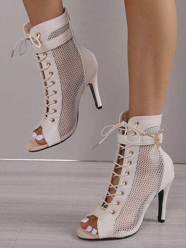 Botas con hebilla hueca y cordones abiertos, punta abierta y - Main Image