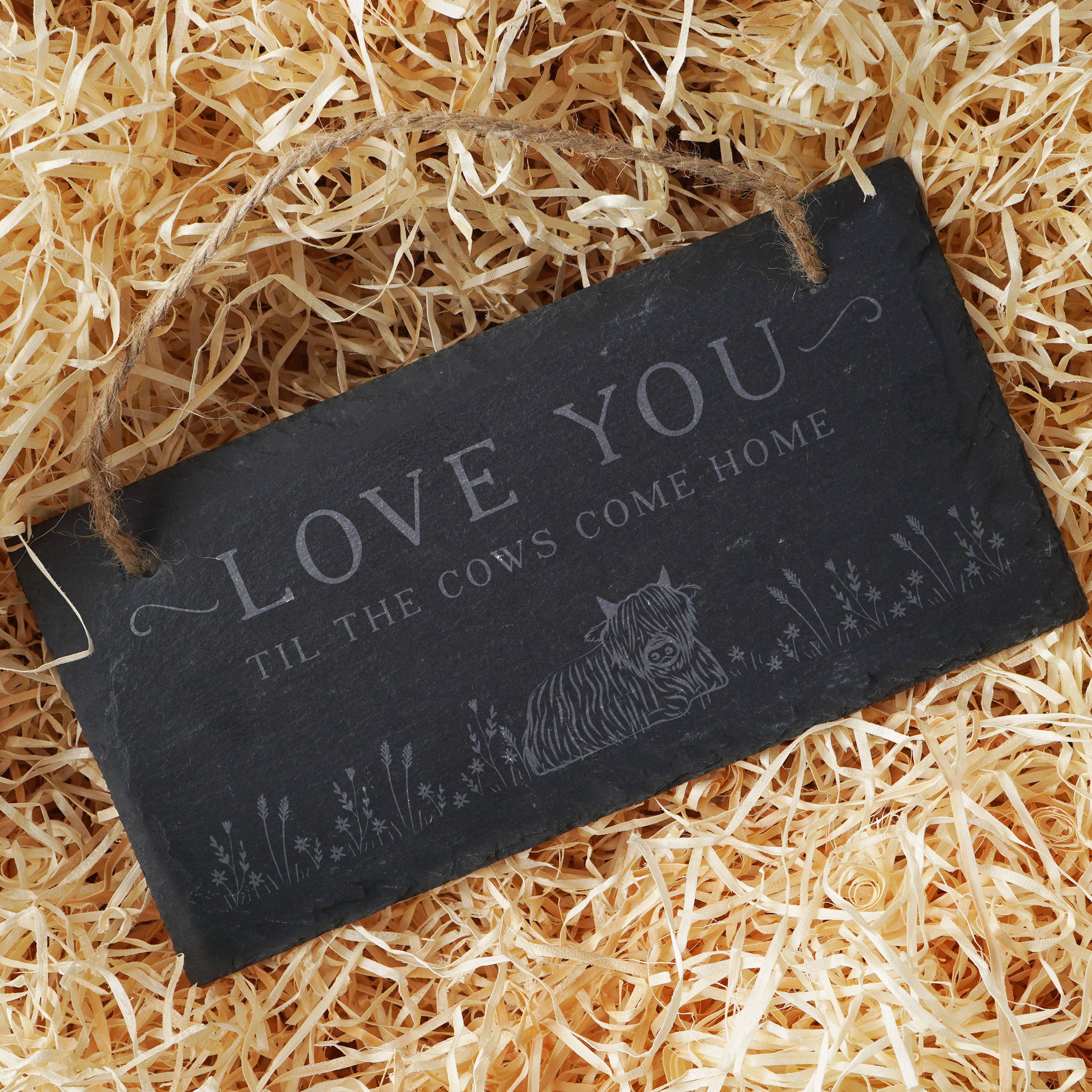 CGB Giftware - Venta al por mayor Letreros - Colgador de pizarra «Love You Til The Cows Come Home»0