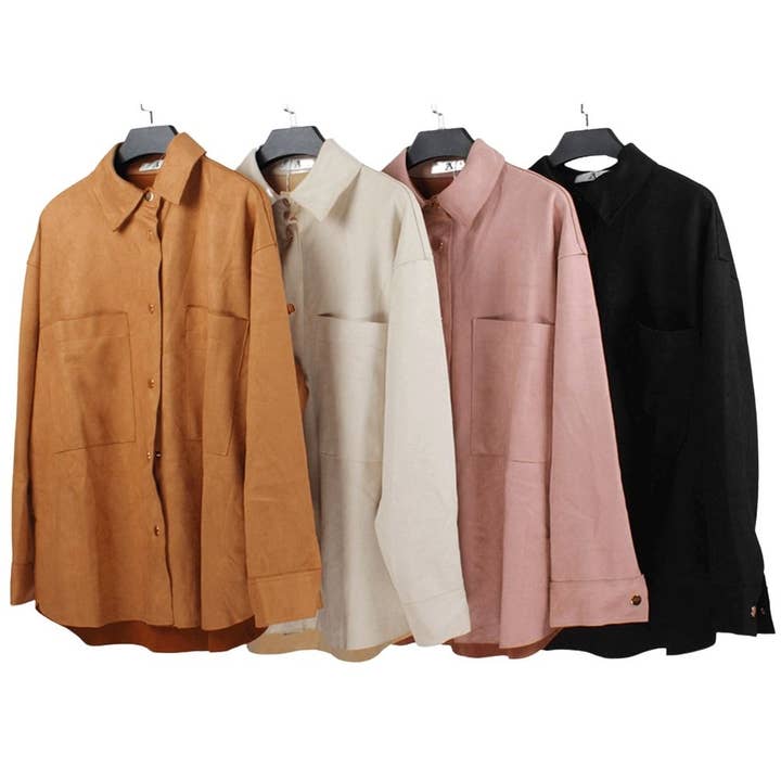 VESTE-CHEMISE LONGUE À BOUTONS EN DAIM TAILLE XL, Q 53XL pour la vente par JOIA ACCESSORIES