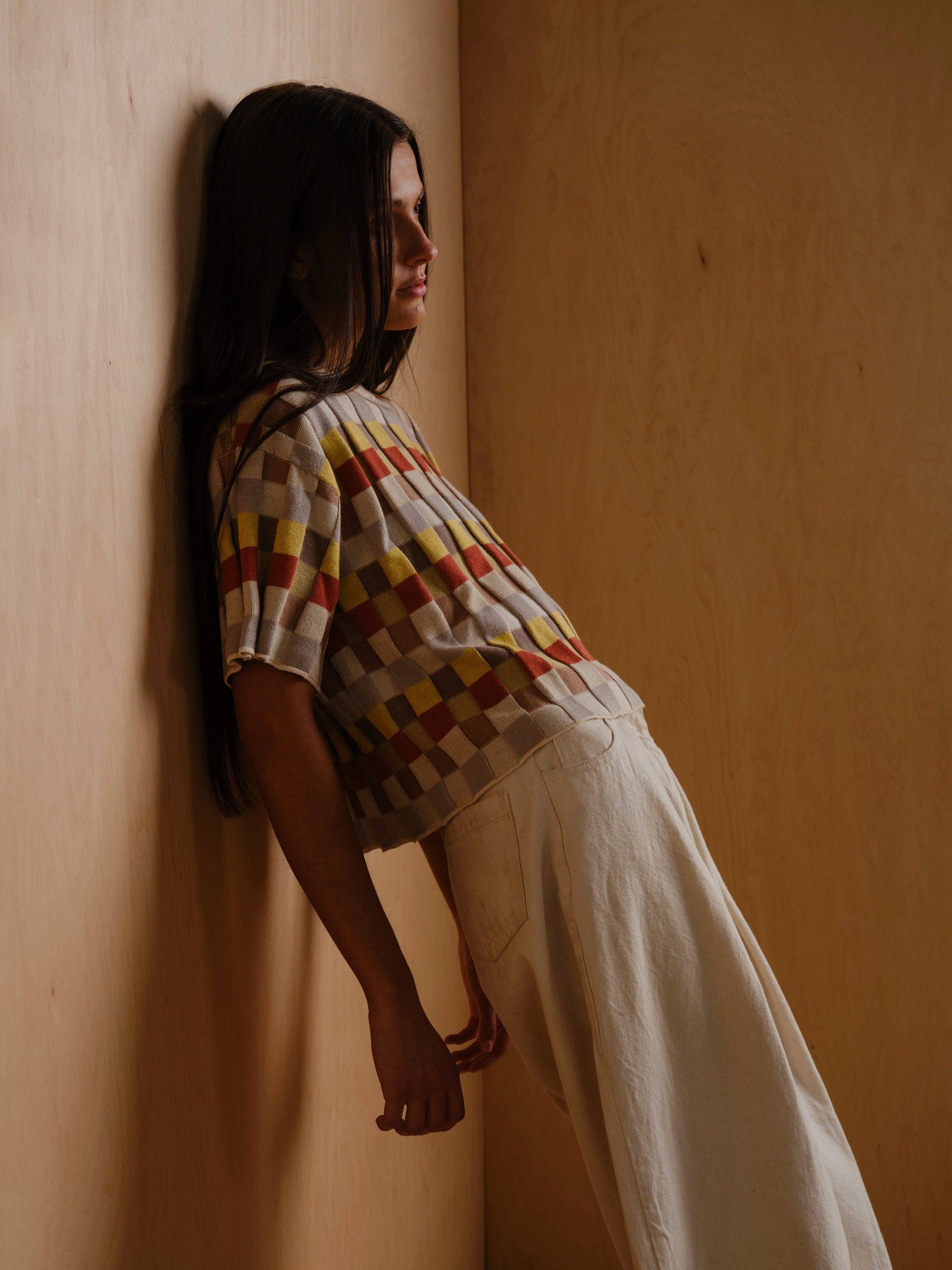 The Endery - Wholesale Knit Sweater - Women's - Anni Grid Plaited Tee - Elemental7