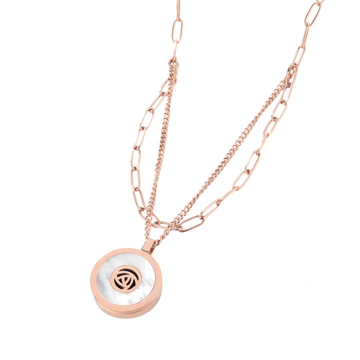 Multi-layer Rose Gold Aroma Necklace With Diffuser Pendant for wholesale by Casida