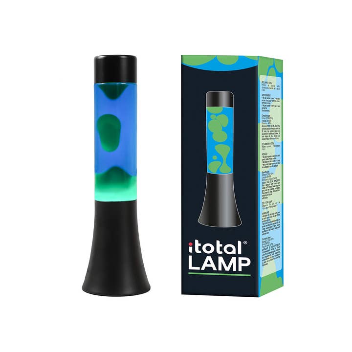30 Cm Lava Lamp With Black Base, Blue Liquid And Green Wax for wholesale by I-Total, I-Drink