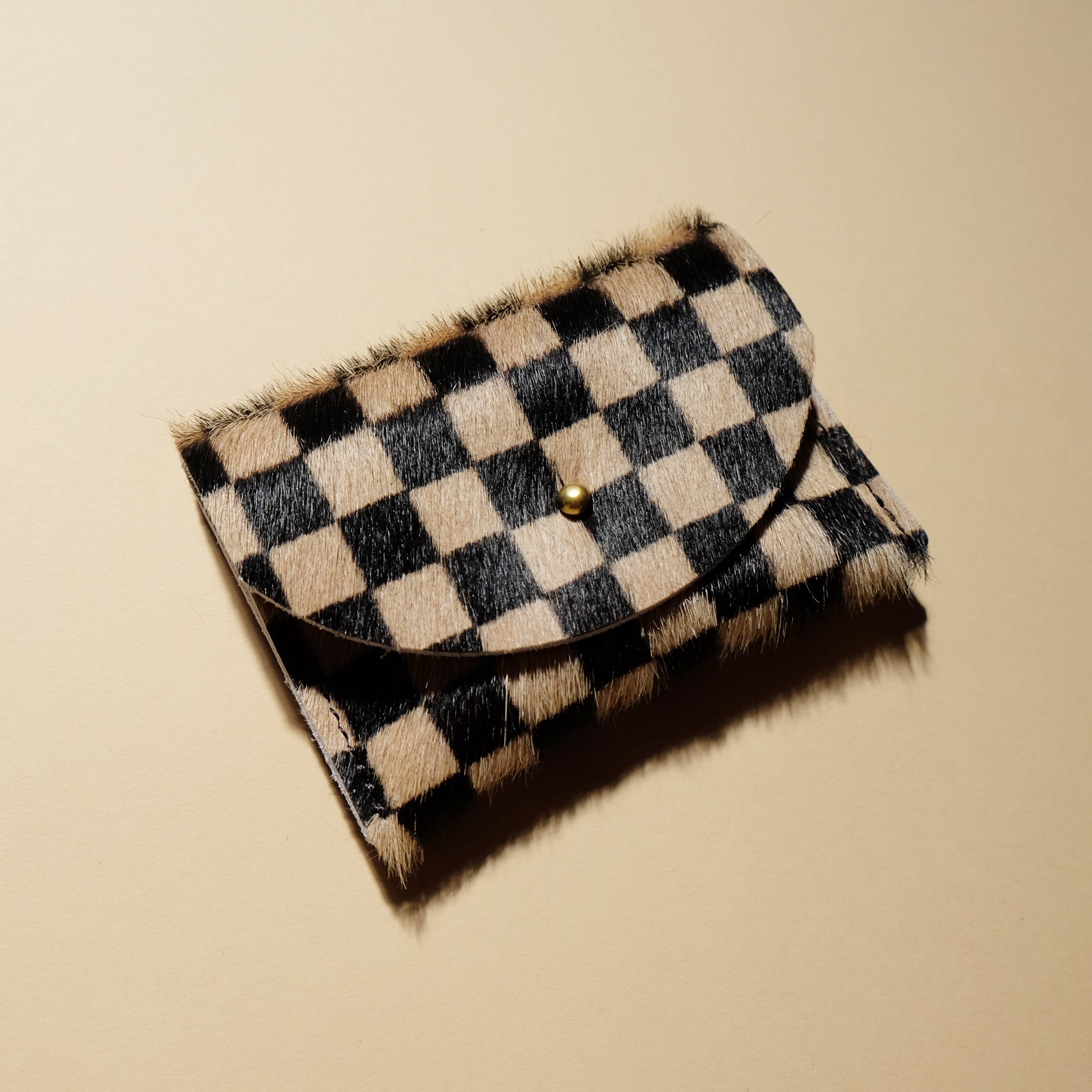 Primecut - Wholesale Card Holder - Women's - Cardholder - Tan Checkered Hair on Hide2