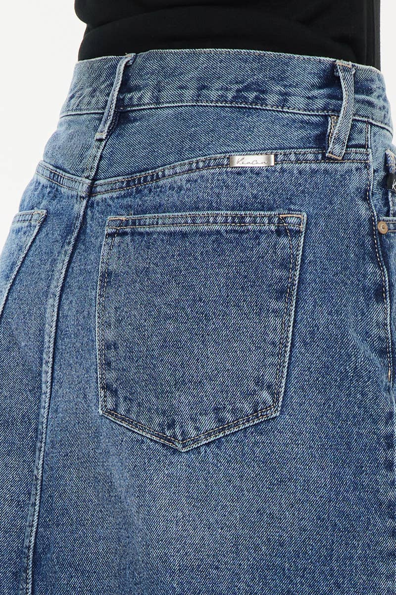 GEMIDDELDE 90's denim maxi-rok met middennaad en ritssluiting voor groothandel op Faire5