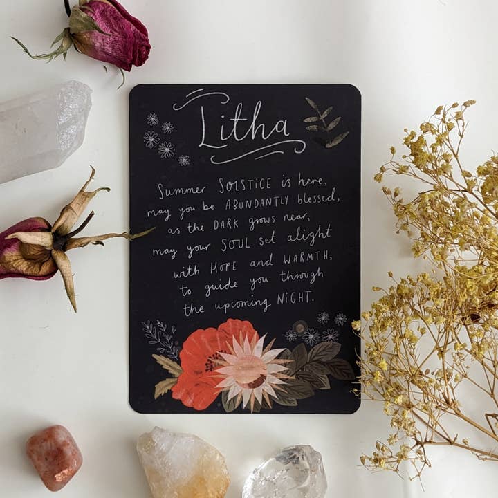 Litha Summer Solstice Blessings Art Print Altar Card for wholesale by A Spellbound Story