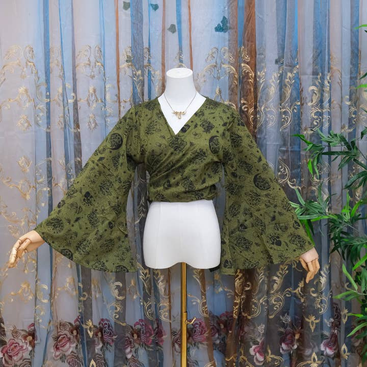 Karma Nepal Crafts - Wholesale Blouse - Women's - 3 Way Cotton Wrap Top with Mushroom Print22