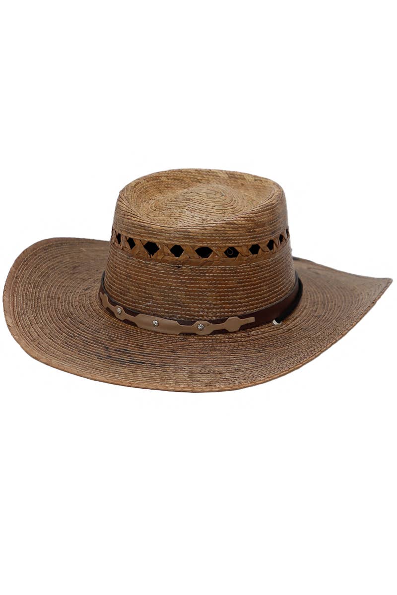 Cap Zone - Wholesale Cowboy Hat - Women's - Round Porkpie Crown Palm Straw Cowboy Hat12