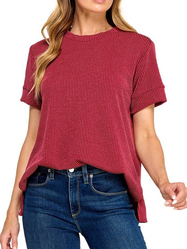 Curly Rib Top for wholesale by Vanilla Monkey