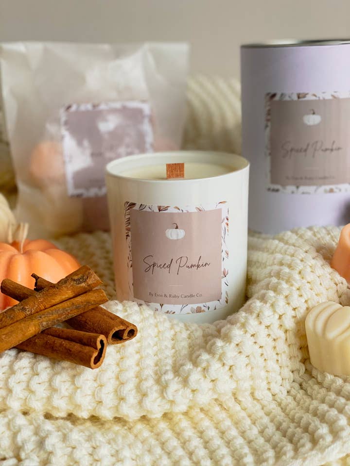 Spiced Pumpkin Wood Wick Candle for wholesale by Evie & Ruby Candle Co