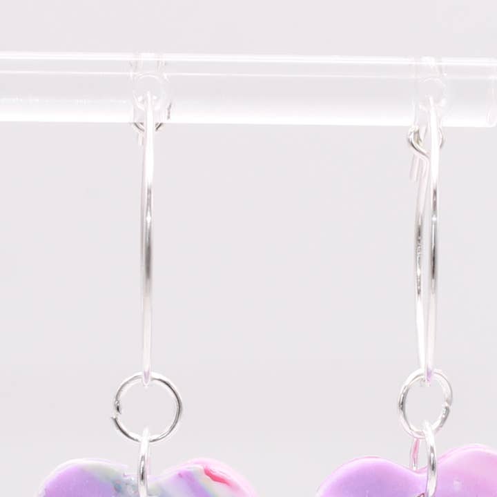 Marbled Heart Earring Sterling Silver Hoop for wholesale by Abby’s Art Atelier