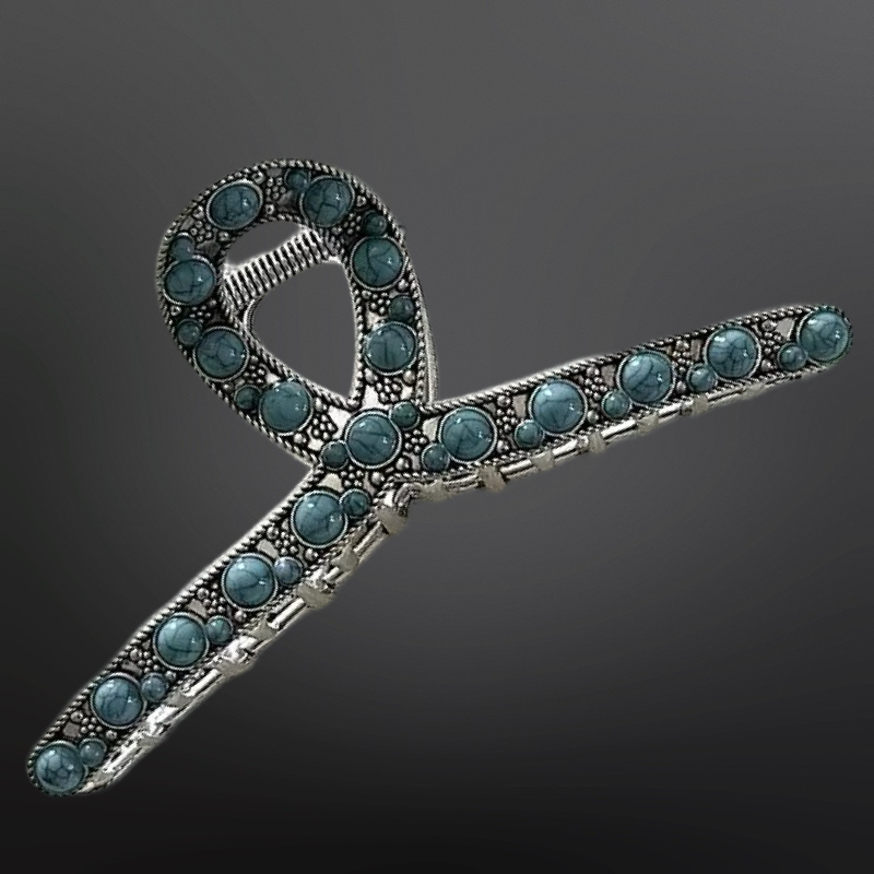 Westrian International - Vente Pince à cheveux – femme - Pince à cheveux perlée avec griffe en corail turquoise occidental0