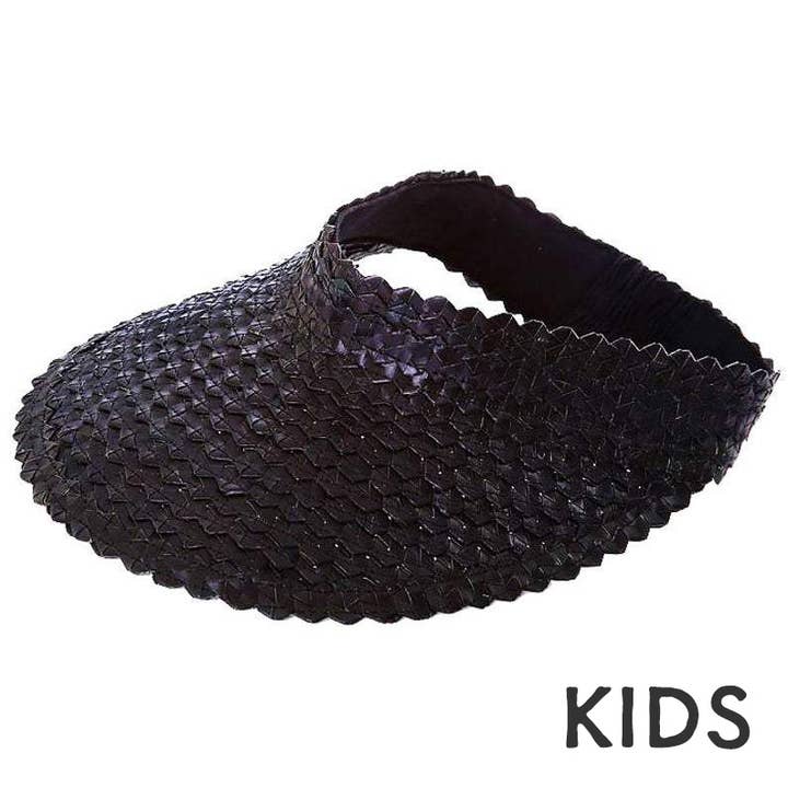 Bali Harvest - Wholesale Visor - Kids - Straw Hat Straw Visor Summer Beach Sun Cap - Kids (Black)