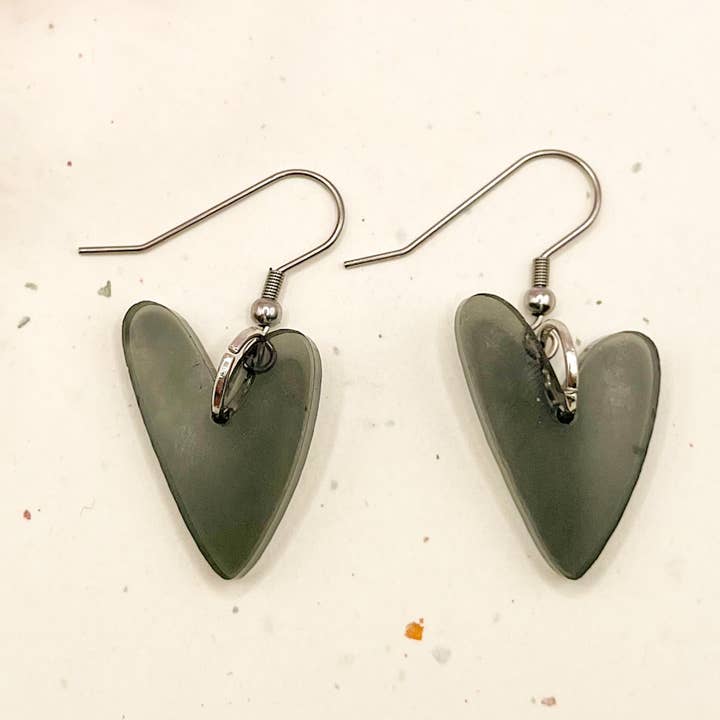 (Black) Lover Heart Charm Acrylic Earrings for wholesale by Hoity Toity Goods