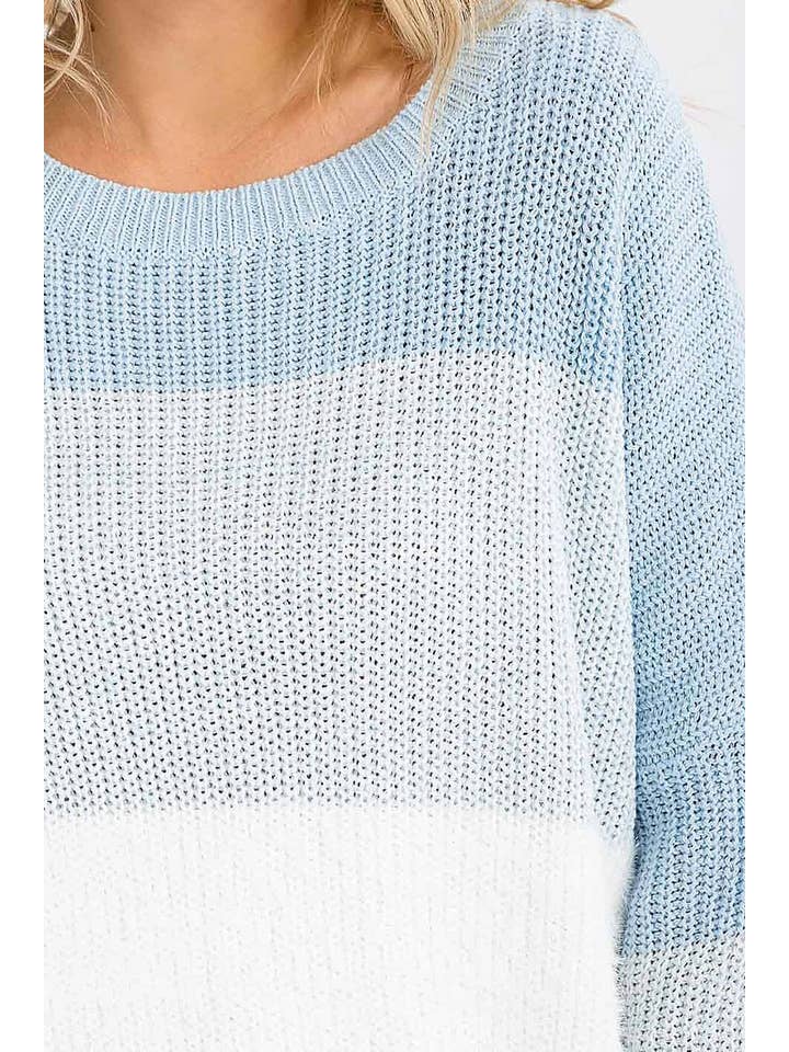 ROUSSEAU - Wholesale Knit Sweater - Women's - DETAILED SLEEVE COLORBLOCK KNIT PULLOVER SWEATER14