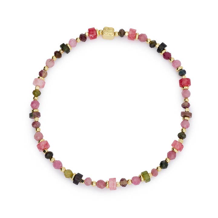 Bracciale con Gemme di Berillo Oro e Tormalina per la vendita all'ingrosso da parte di Boho Betty