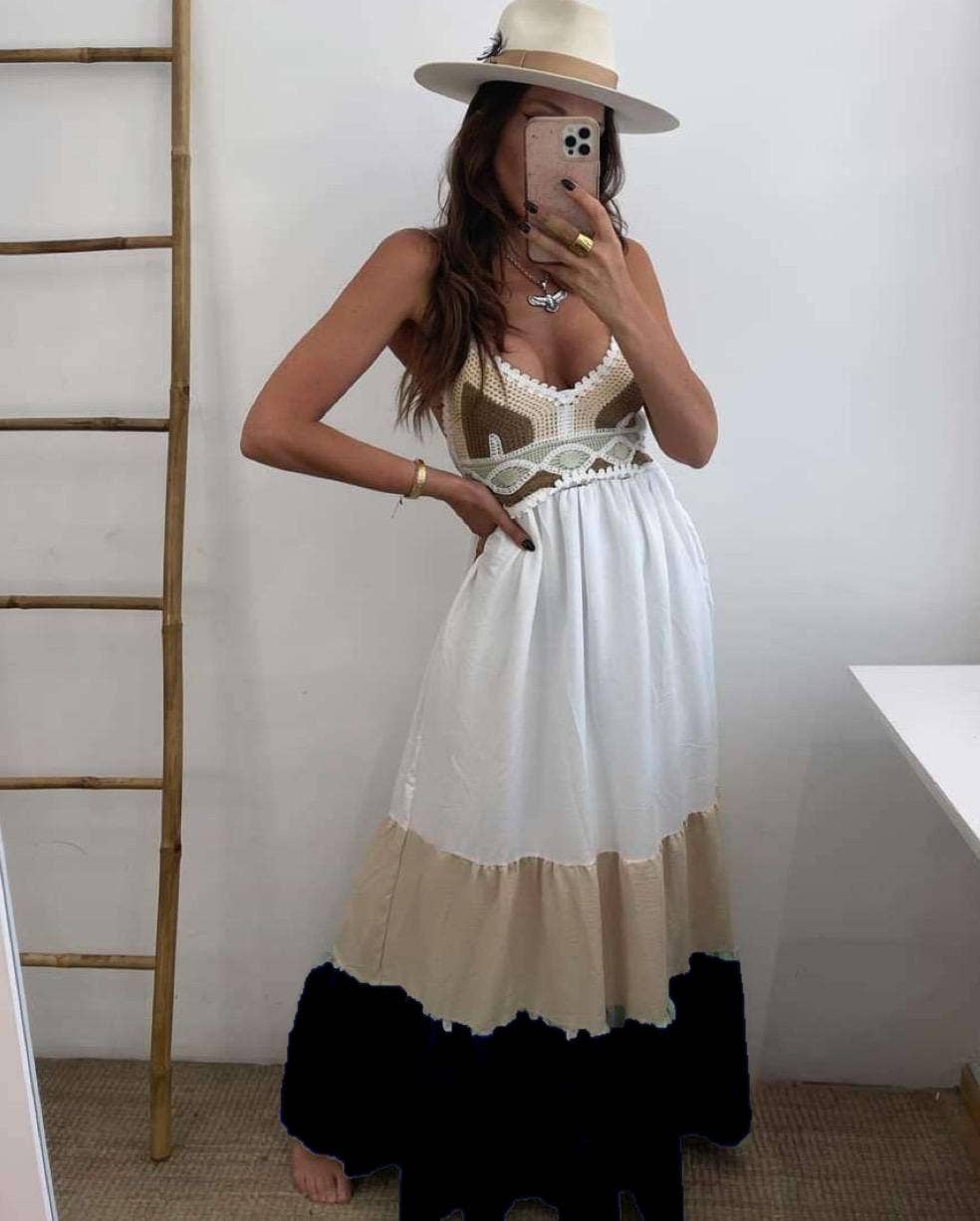 LORIANE - Venta al por mayor Vestido - Mujer - Vestido largo sin mangas bordado, talla única13