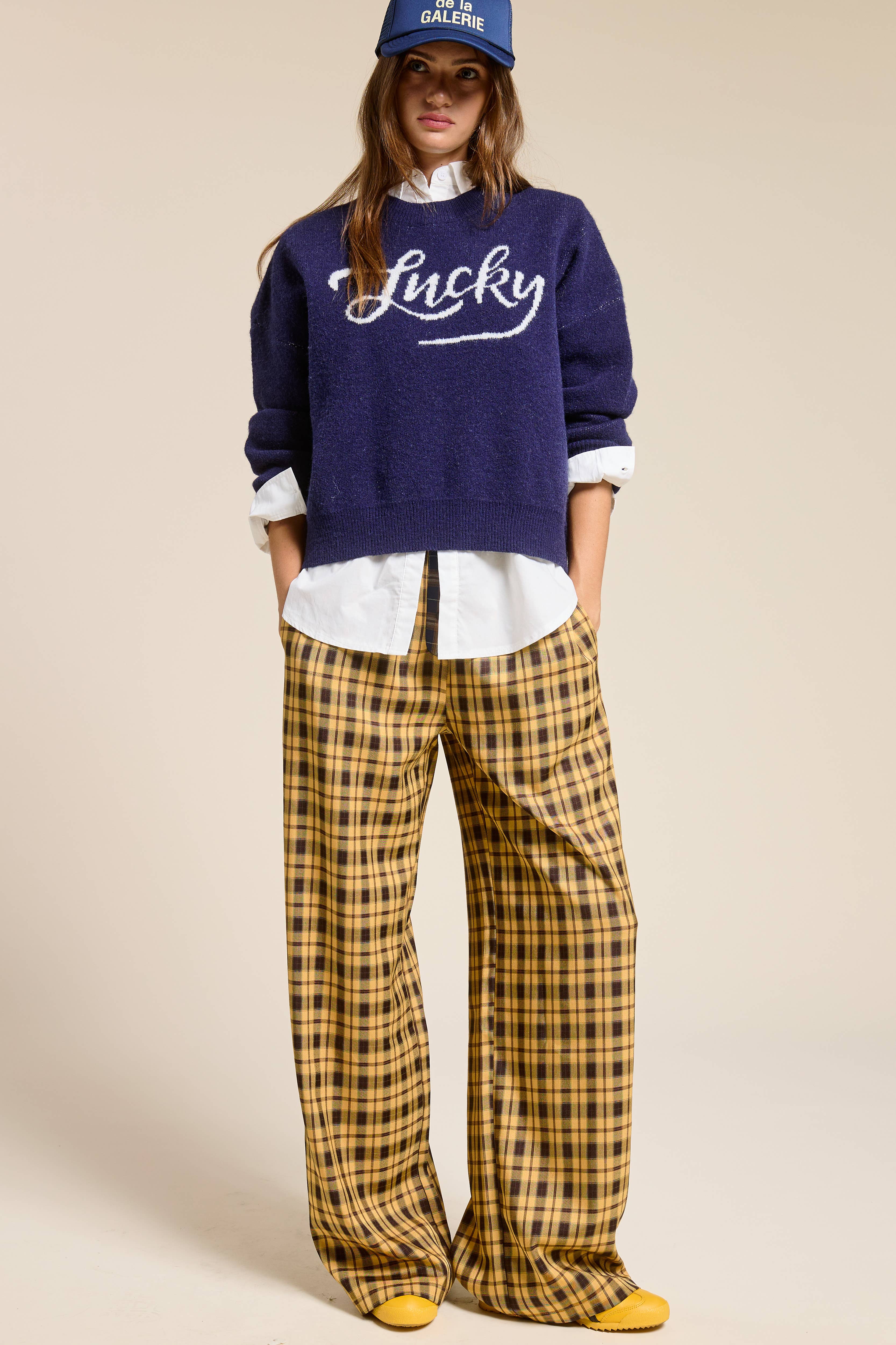 Mimosa - Vente Pantalon – femme - Pantalon boxeur à carreaux avec ceinture contrastante6