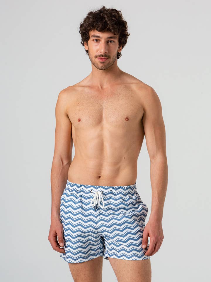 Costume da bagno bermuda da uomo in colore blu per la vendita all'ingrosso da parte di Skydiver