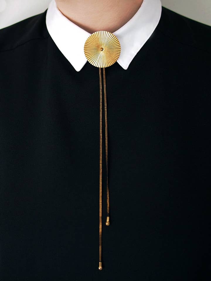 TROLLOP Black & Gold Bolo Tie for wholesale by Lord Violet