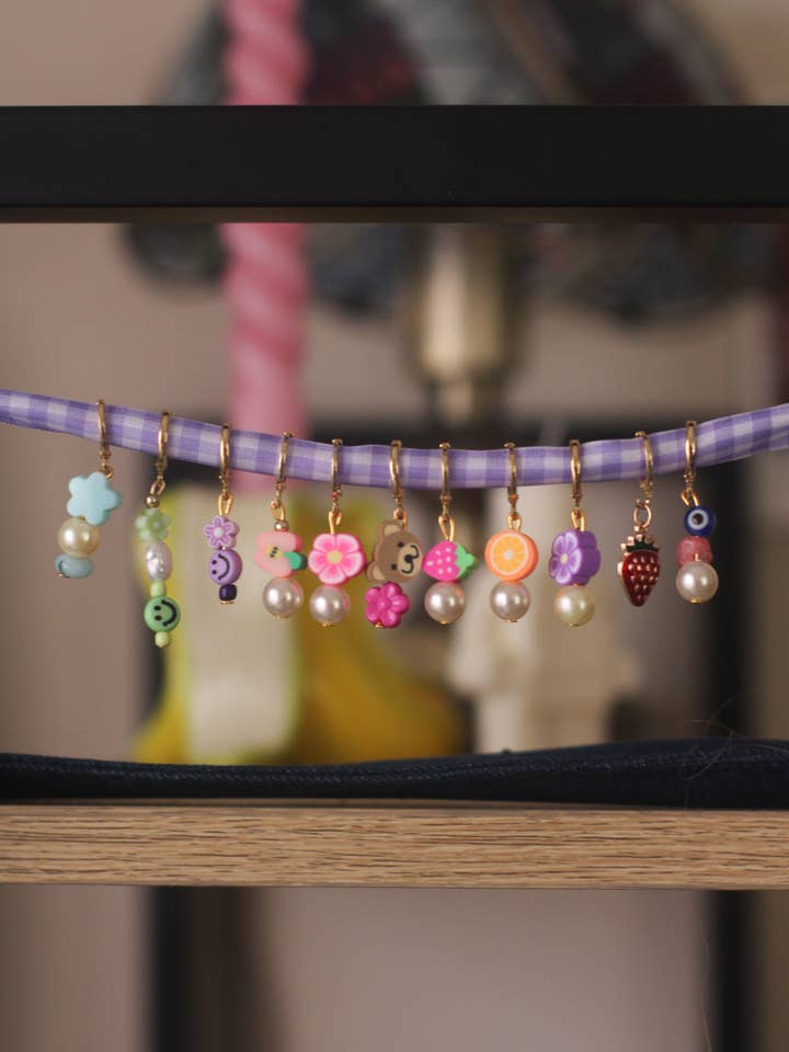 Single small hoop earring with charms, cute pendant for wholesale by Meet me at the corner