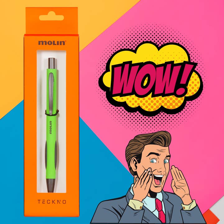 Molin - Wholesale Pen - Teckno Retractable Pen for Green Gift