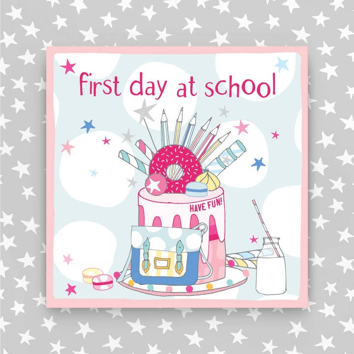 Molly Mae Ltd - Wholesale Everyday greeting card - 1st Day at School - Pink Greeting Card (PH40)