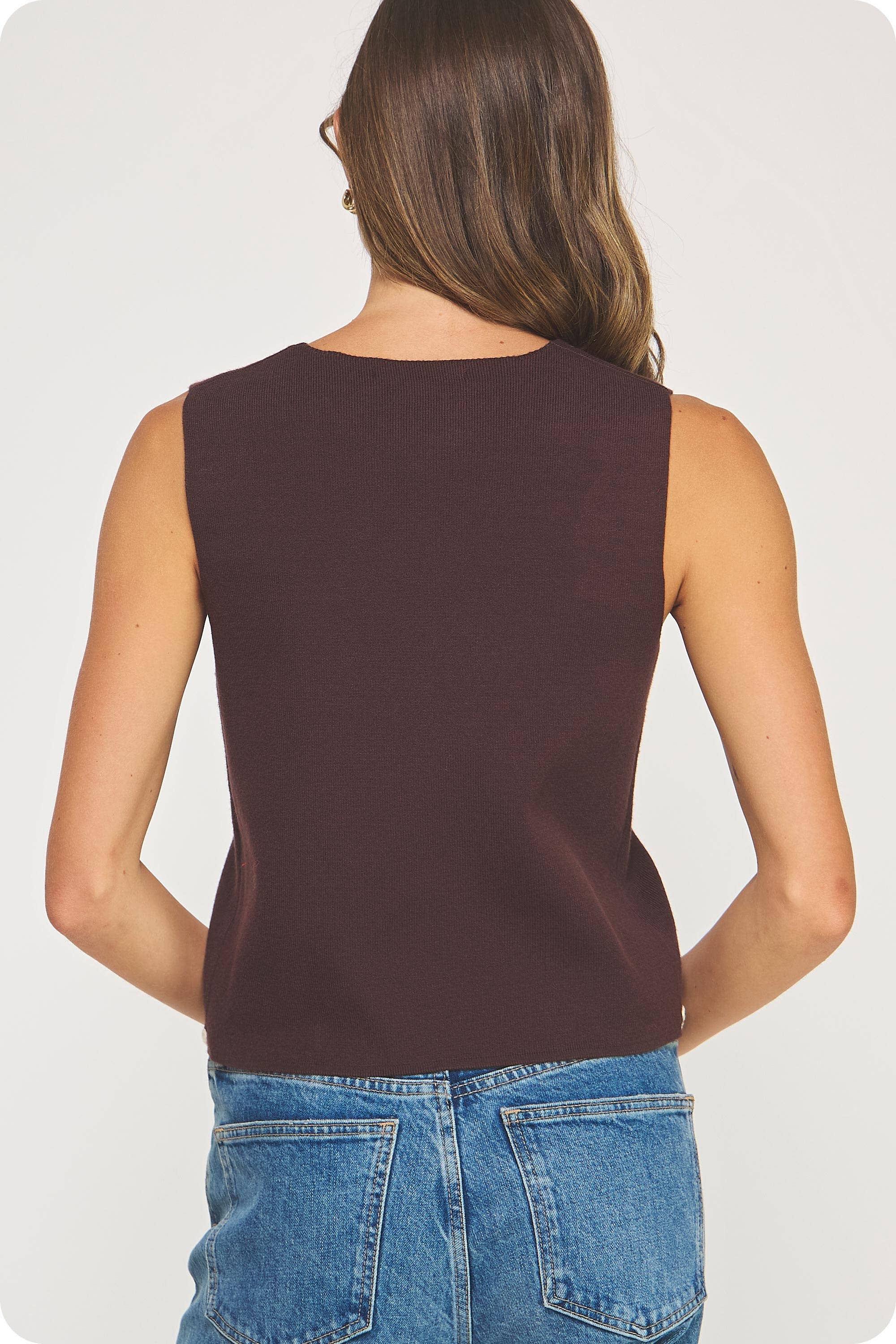 Strut & Bolt - Venta al por mayor Chaleco de abrigo - Mujer - Top sin mangas de punto con bordado floral13