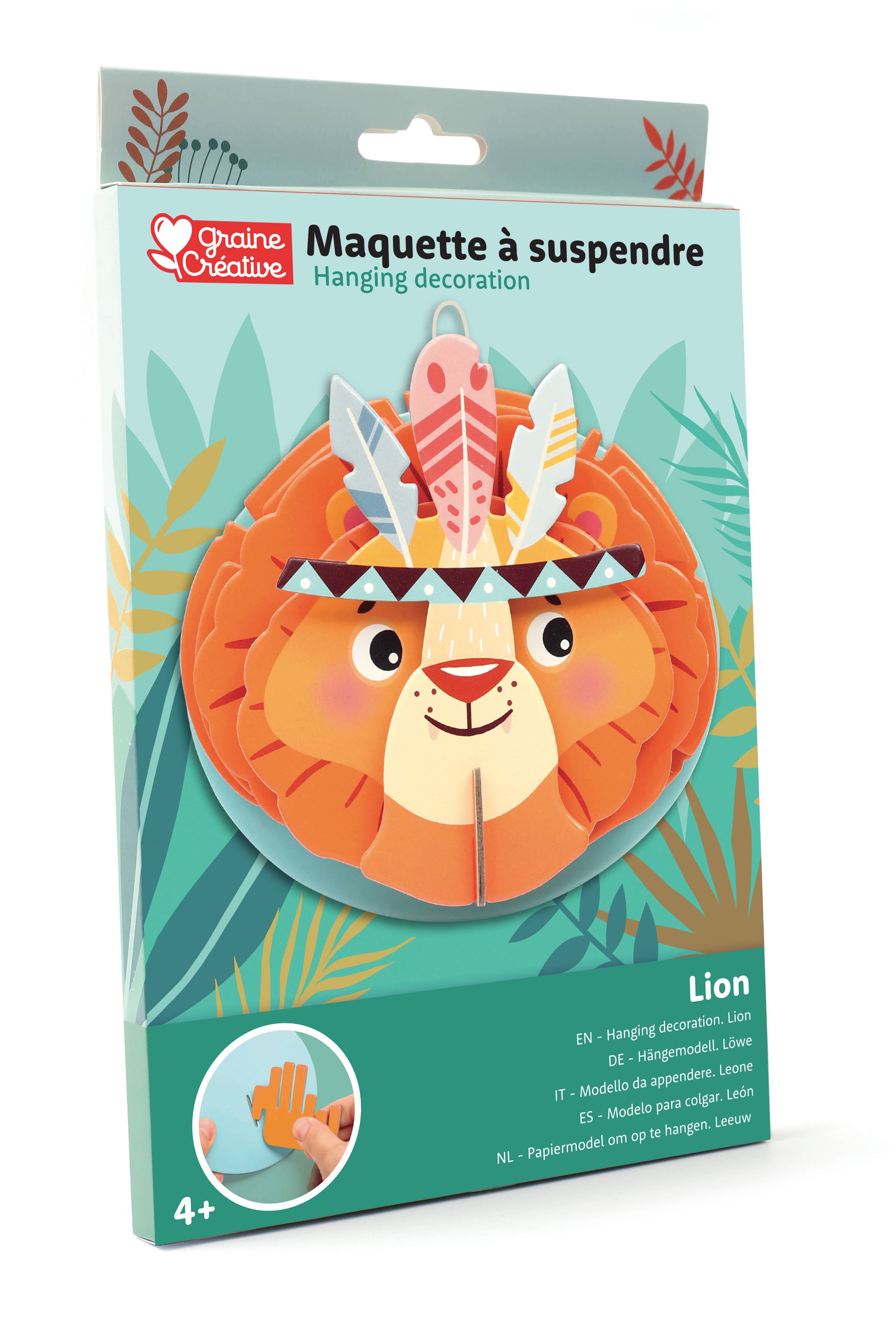 Graine Créative - Wholesale DIY Craft Kit - Kids - 3D CARDBOARD LION HANGING MODEL