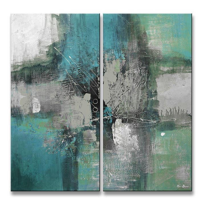 Ready2hangart, Inc. - Vendita all'ingrosso Set per galleria a parete - Inkd XXXII' - Set di 2 pezzi su tela