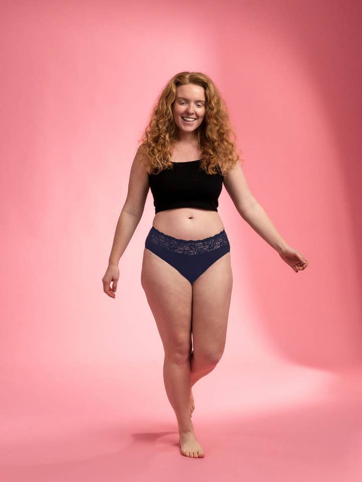Period Underwear- Brief with Lace- Navy for wholesale by Dais Group GmbH