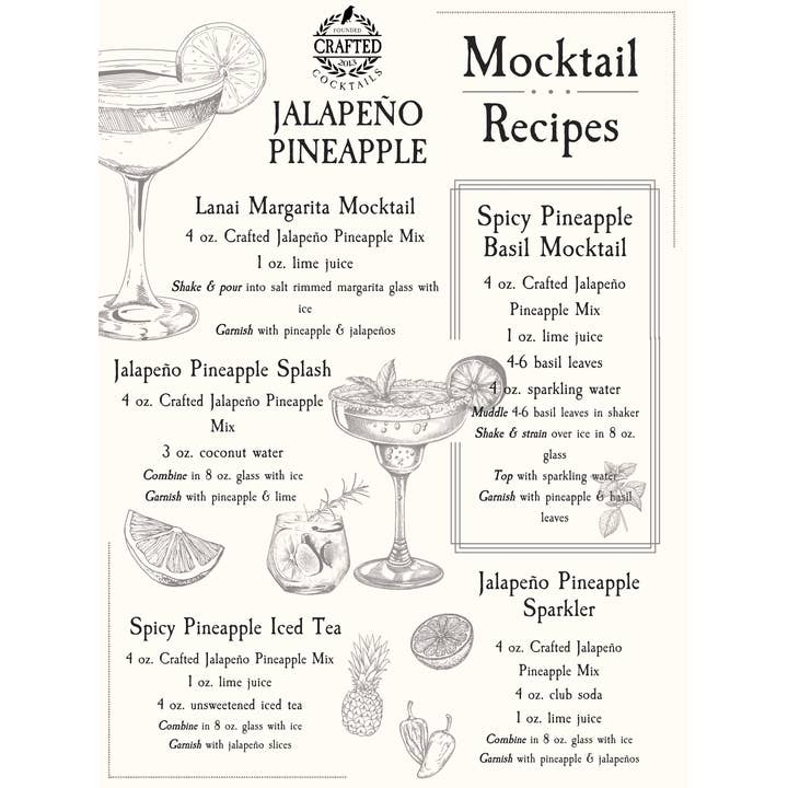 Crafted Cocktails - Vente Mélange/sirop pour cocktails - Mélangeur de cocktail sans alcool Jalapeño Ananas11